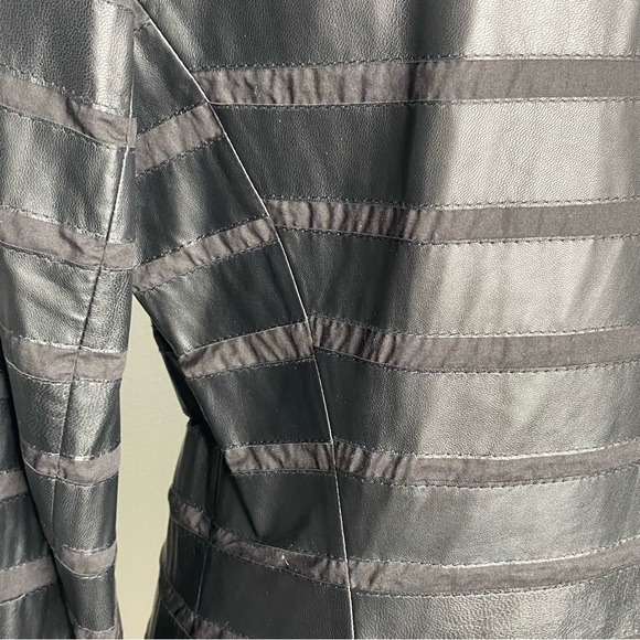 Lafayette 148 New York Leather Striped Jacket - Picture 6 of 12